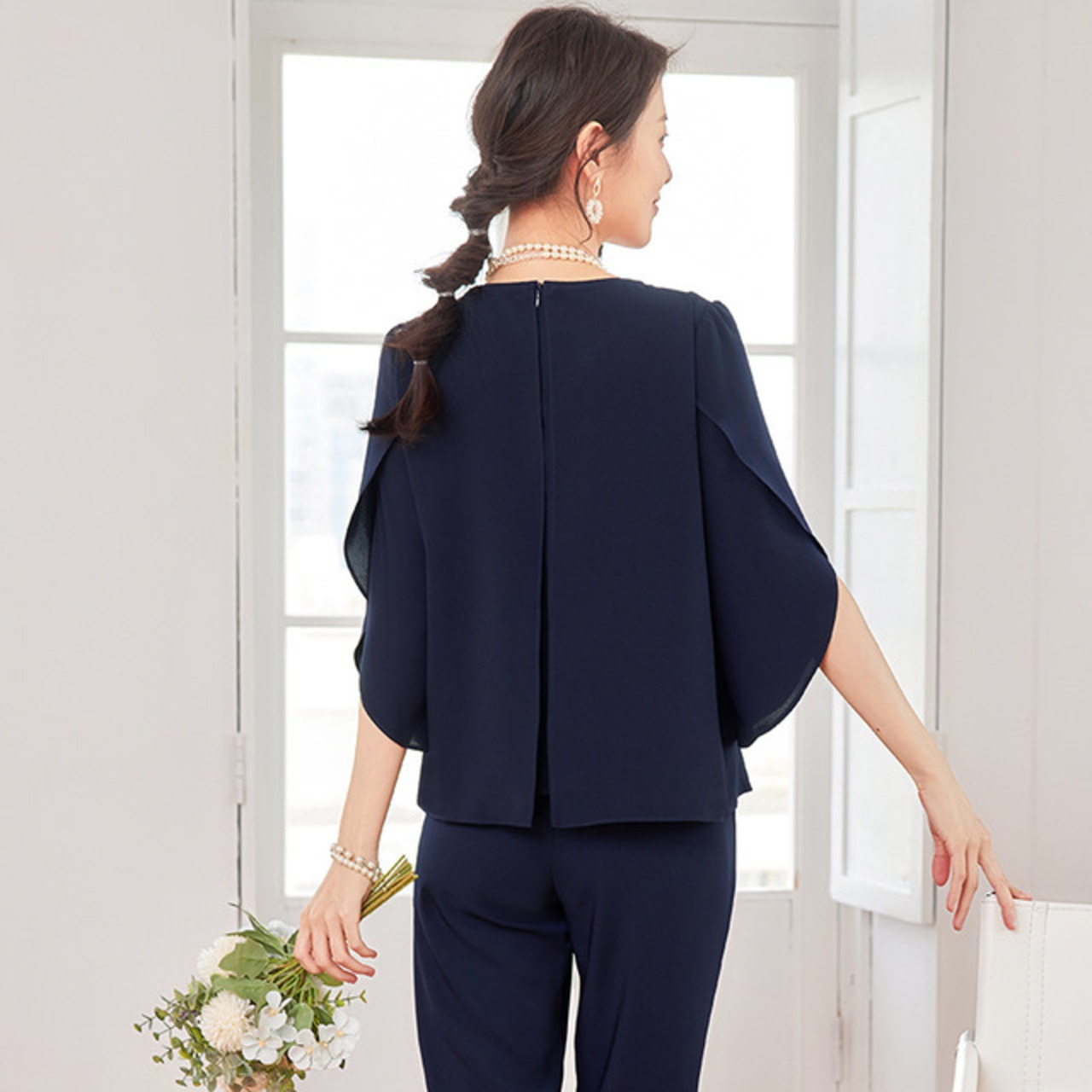 骨格ウェーブ パンツセットアップパーティードレス