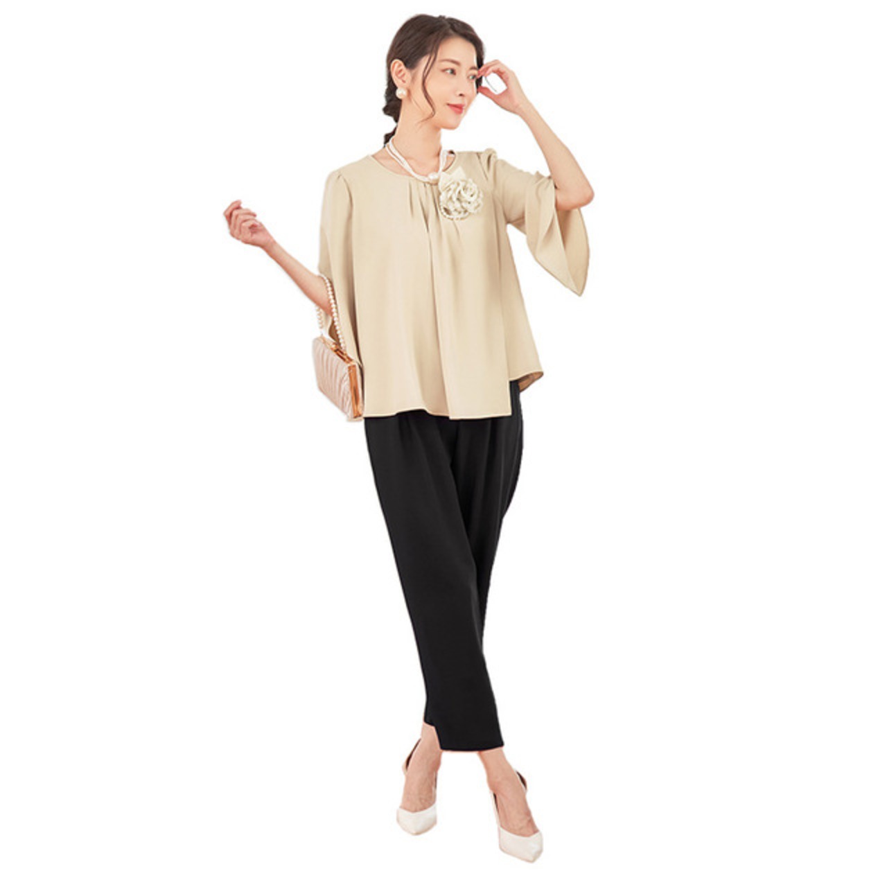 骨格ウェーブ パンツセットアップパーティードレス