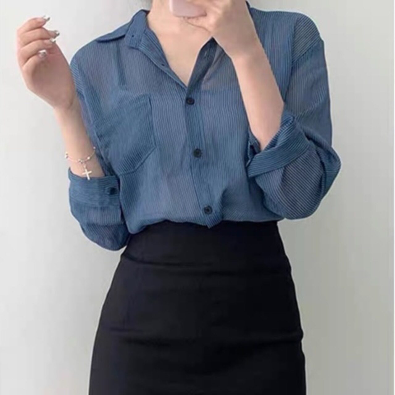 骨格ウェーブ ハイウエストタイト台形スカート