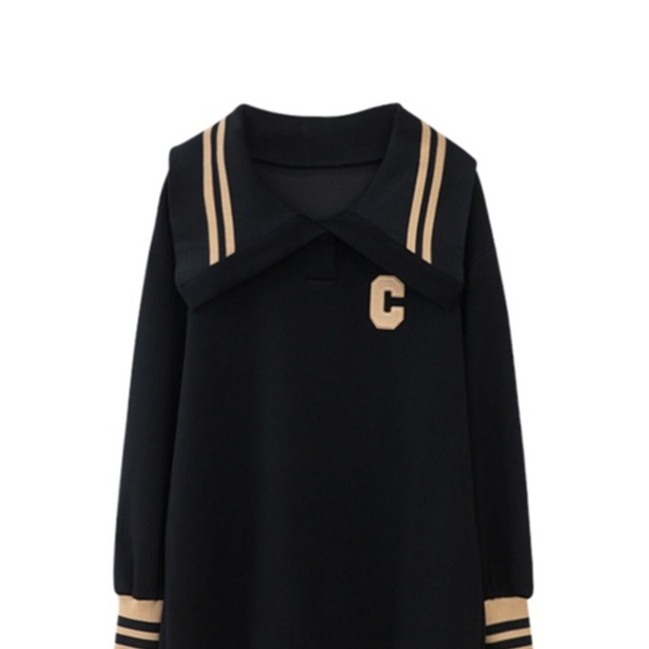 骨格ウェーブ ビッグカラー カジュアルミニワンピース