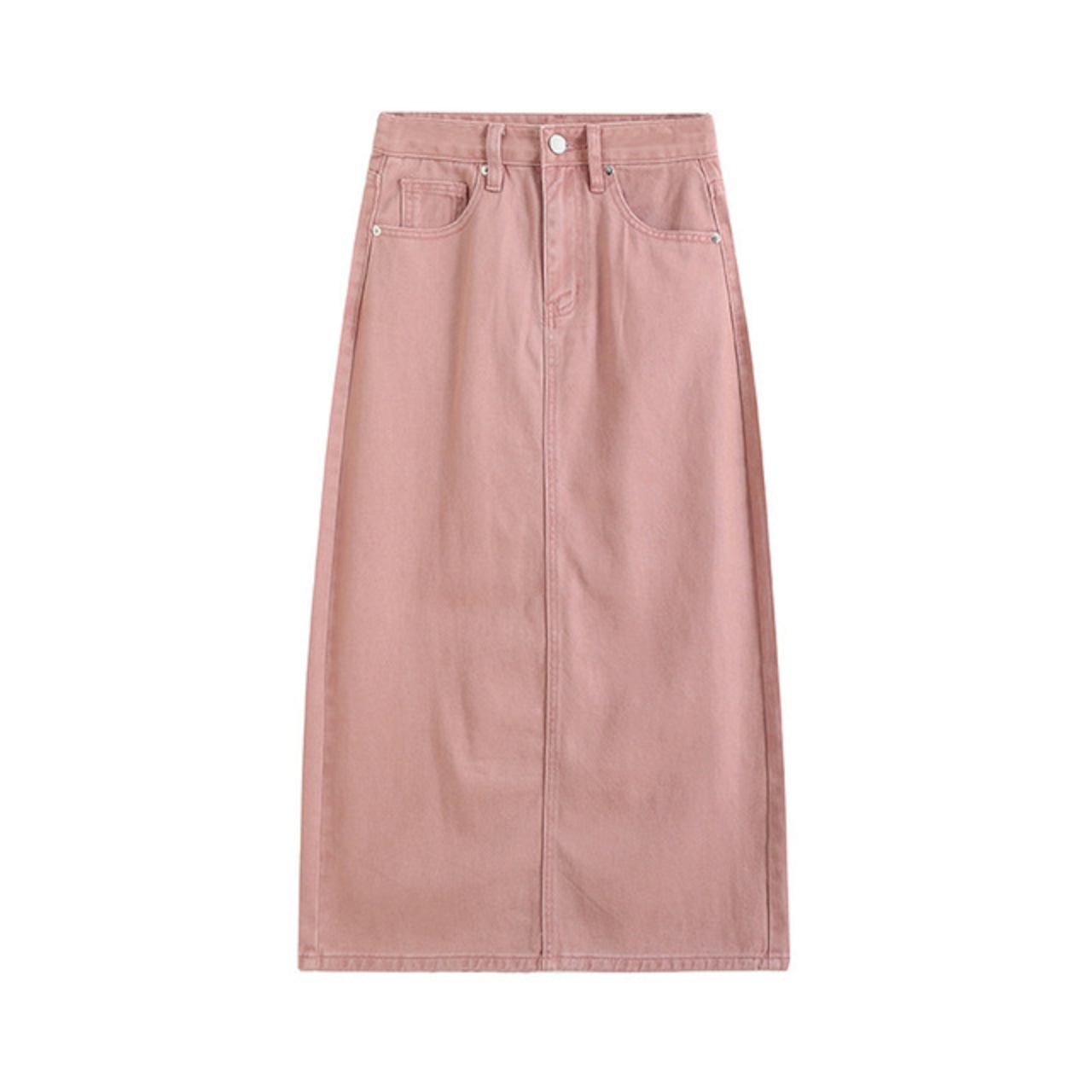 骨格ウェーブ ピンクデニムスカート