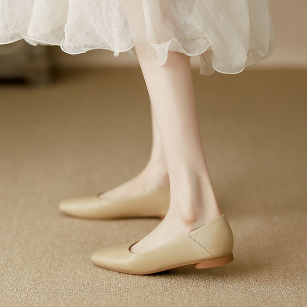 骨格ウェーブ フラットシューズ