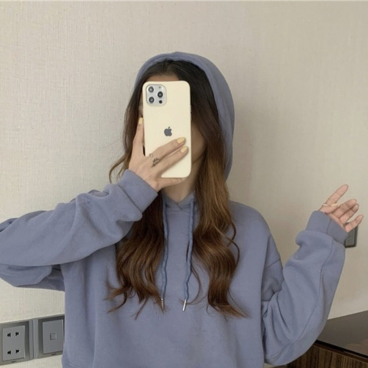 骨格ウェーブ フード付きプルオーバーパーカー