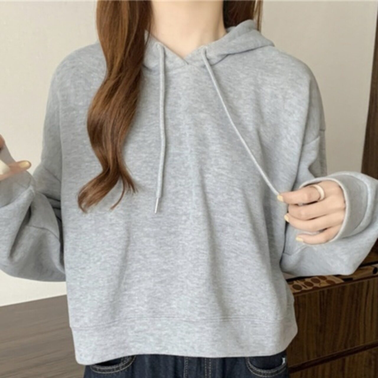 骨格ウェーブ フード付きプルオーバーパーカー