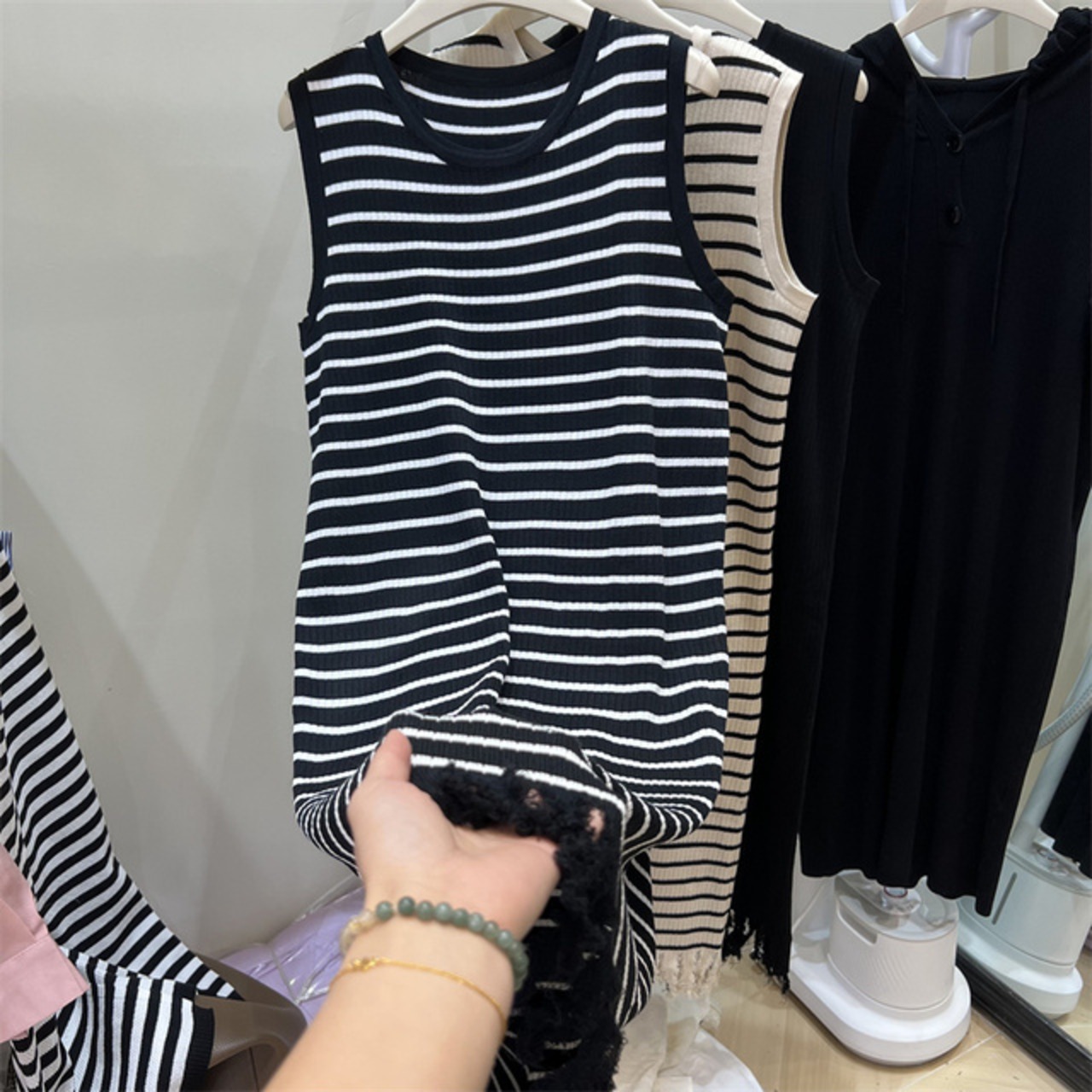 骨格ウェーブ ボーダータイトワンピース