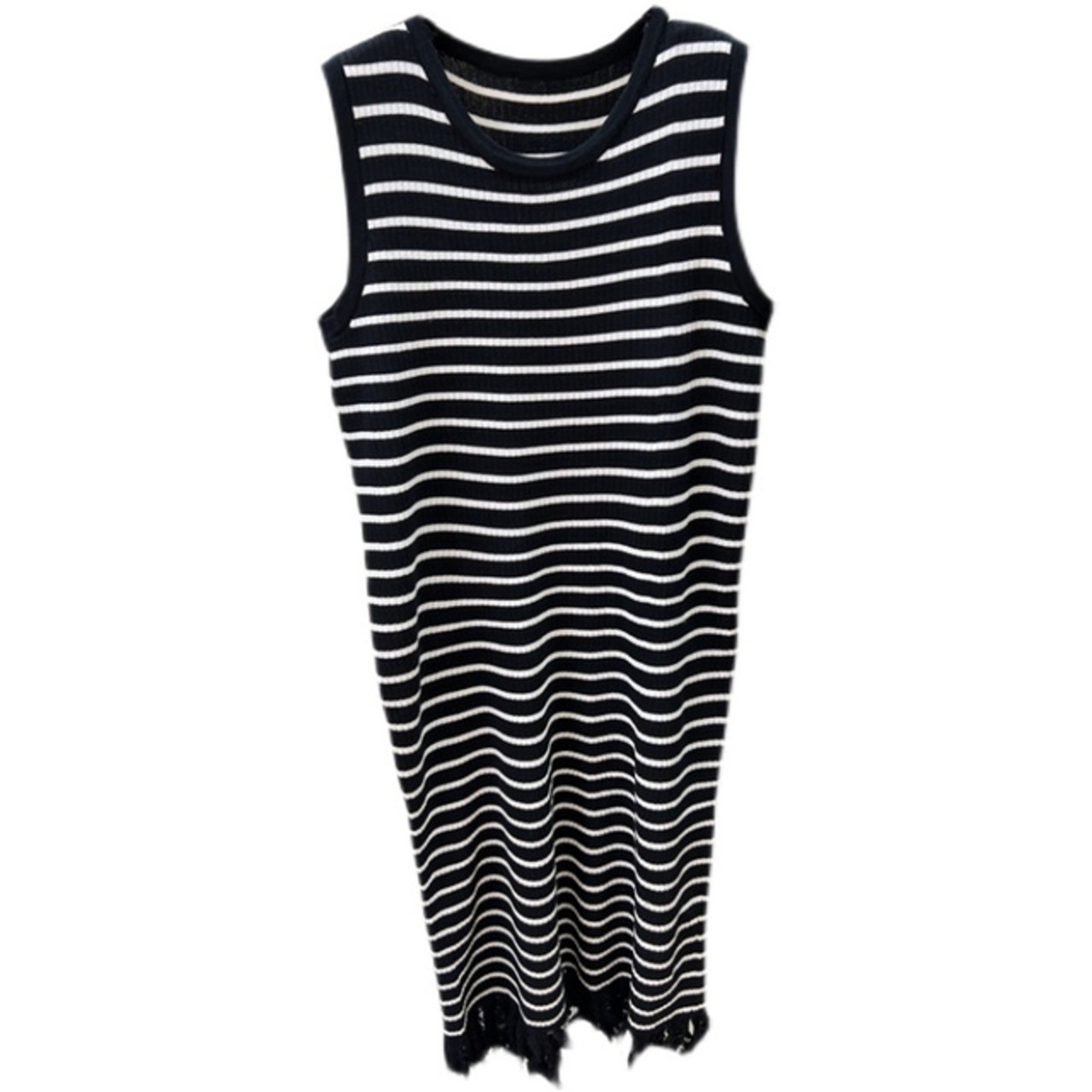 骨格ウェーブ ボーダータイトワンピース