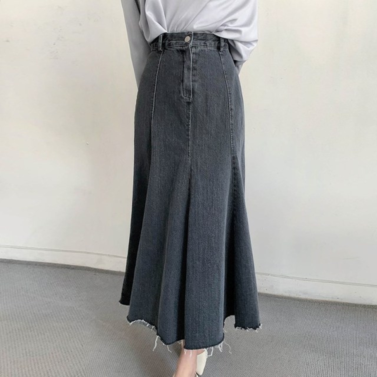 骨格ウェーブ マーメイドデニムスカート