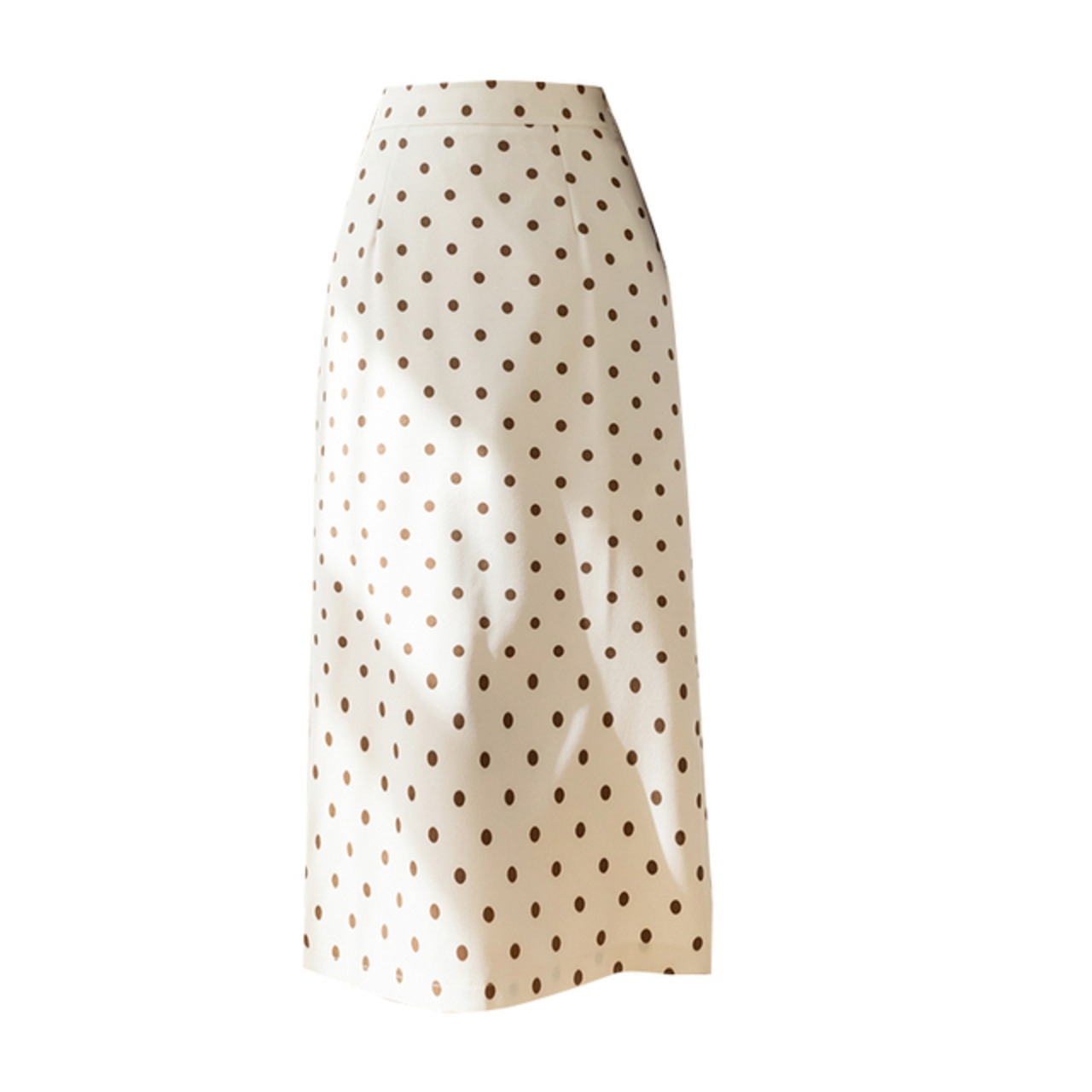 骨格ウェーブ ミモレ丈ドット柄Iラインタイトスカート