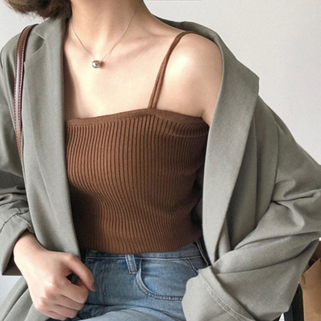 骨格ウェーブ リブキャミソール