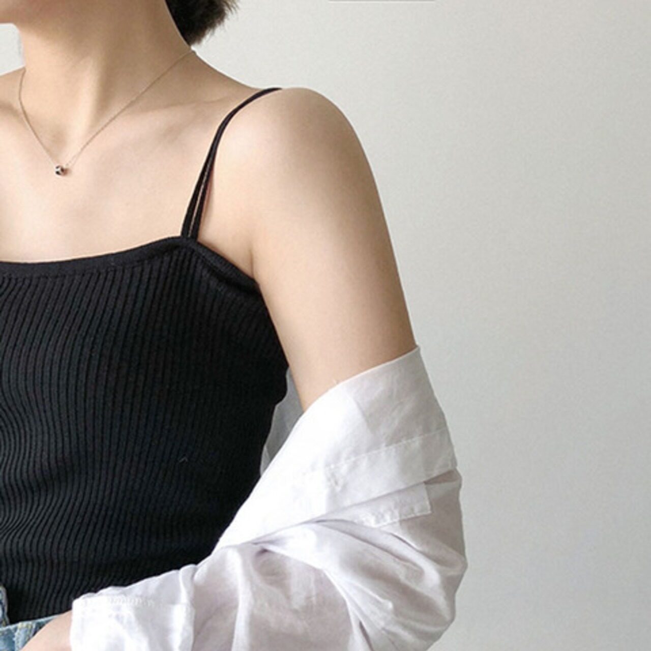 骨格ウェーブ リブキャミソール