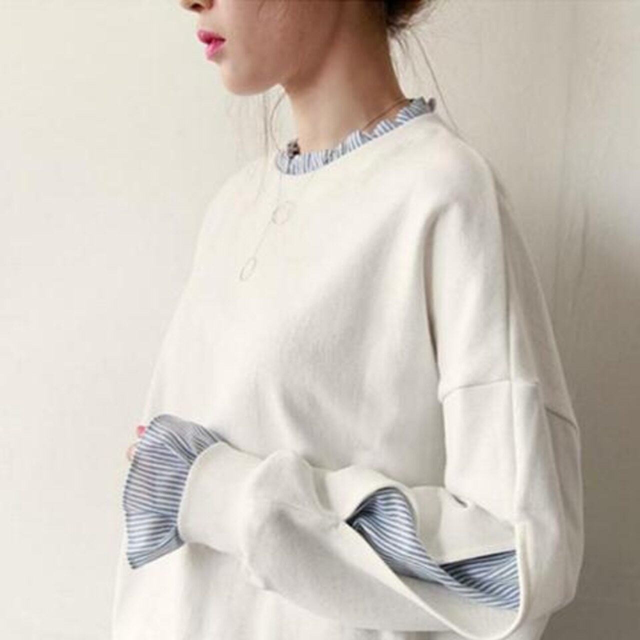 骨格ウェーブ レイヤードスタイルトレーナー