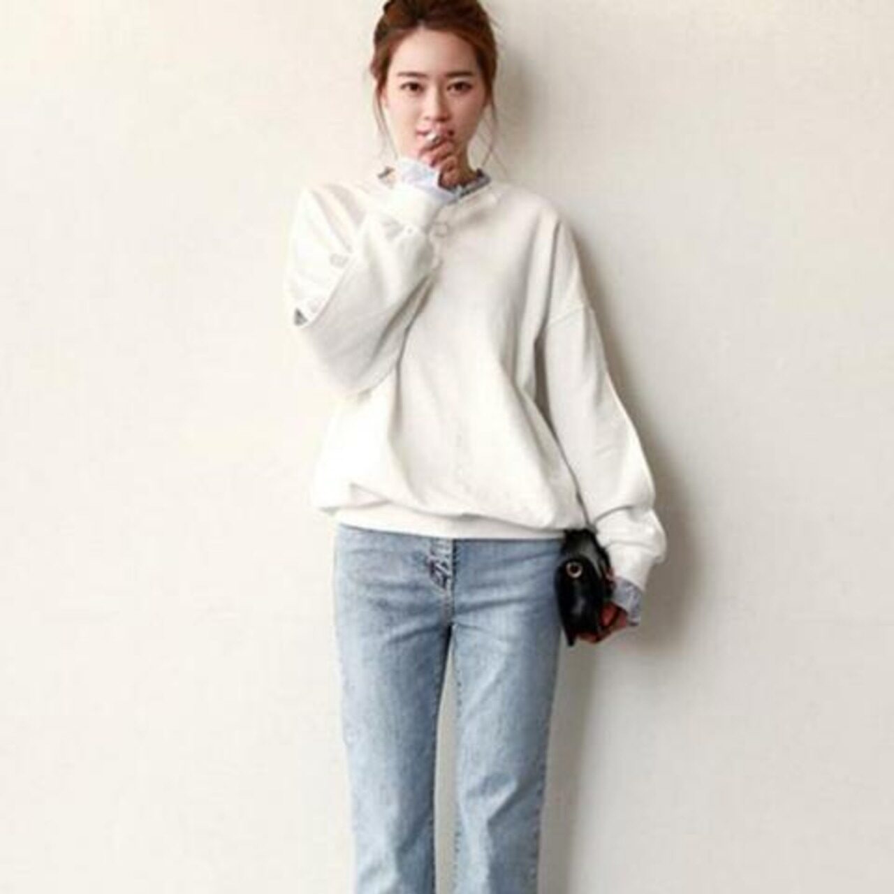 骨格ウェーブ レイヤードスタイルトレーナー