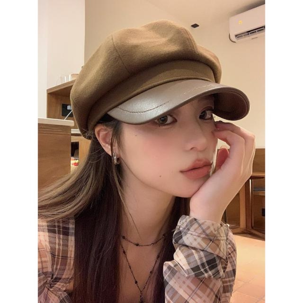 骨格ウェーブ レザーバイザーキャスケット