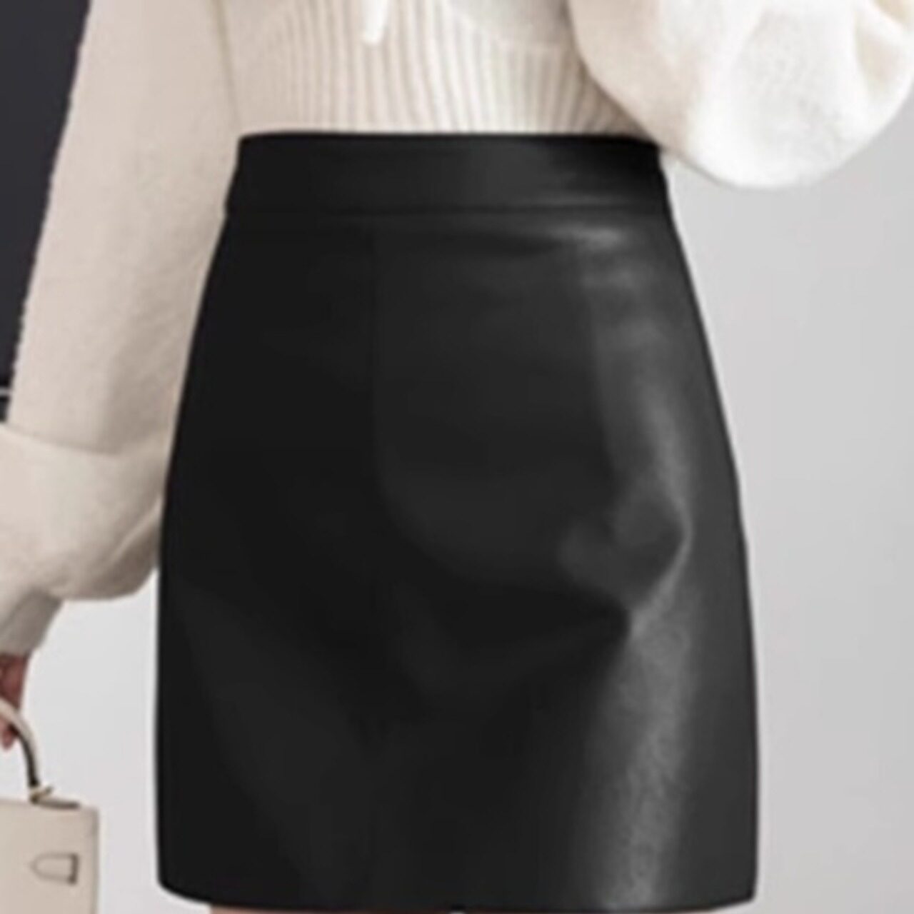 骨格ウェーブ レザーハイウエストミニ台形スカート