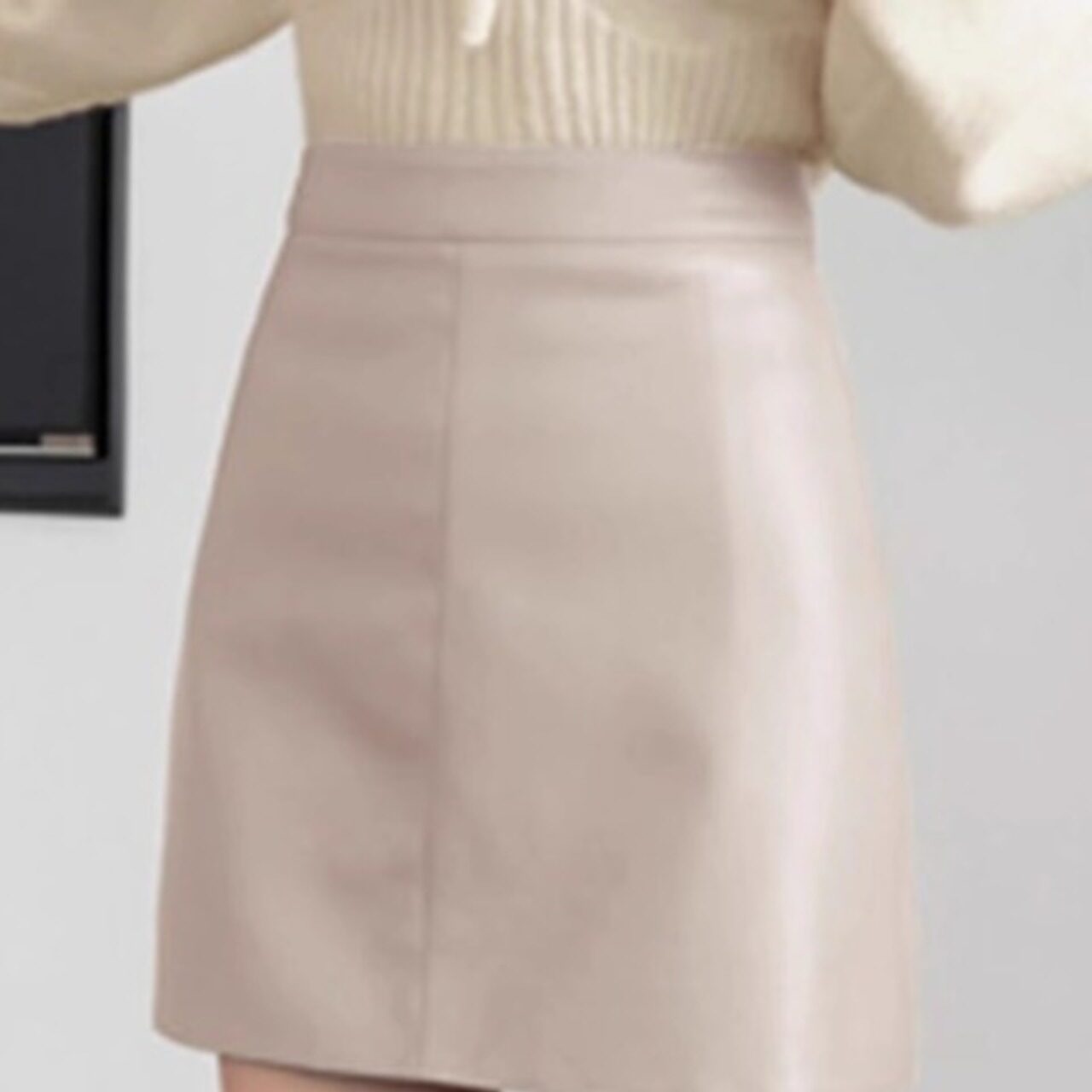 骨格ウェーブ レザーハイウエストミニ台形スカート