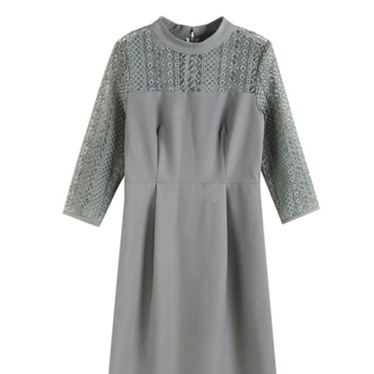 骨格ウェーブ 切り替えレースパーティードレス