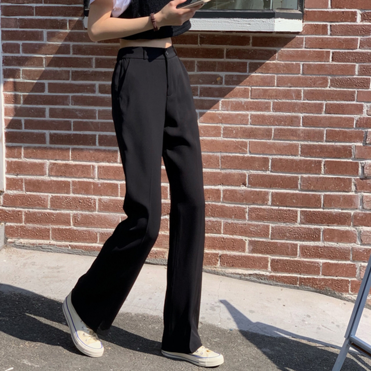 ハイウエスト スリムストレートスーツパンツ 別アングル