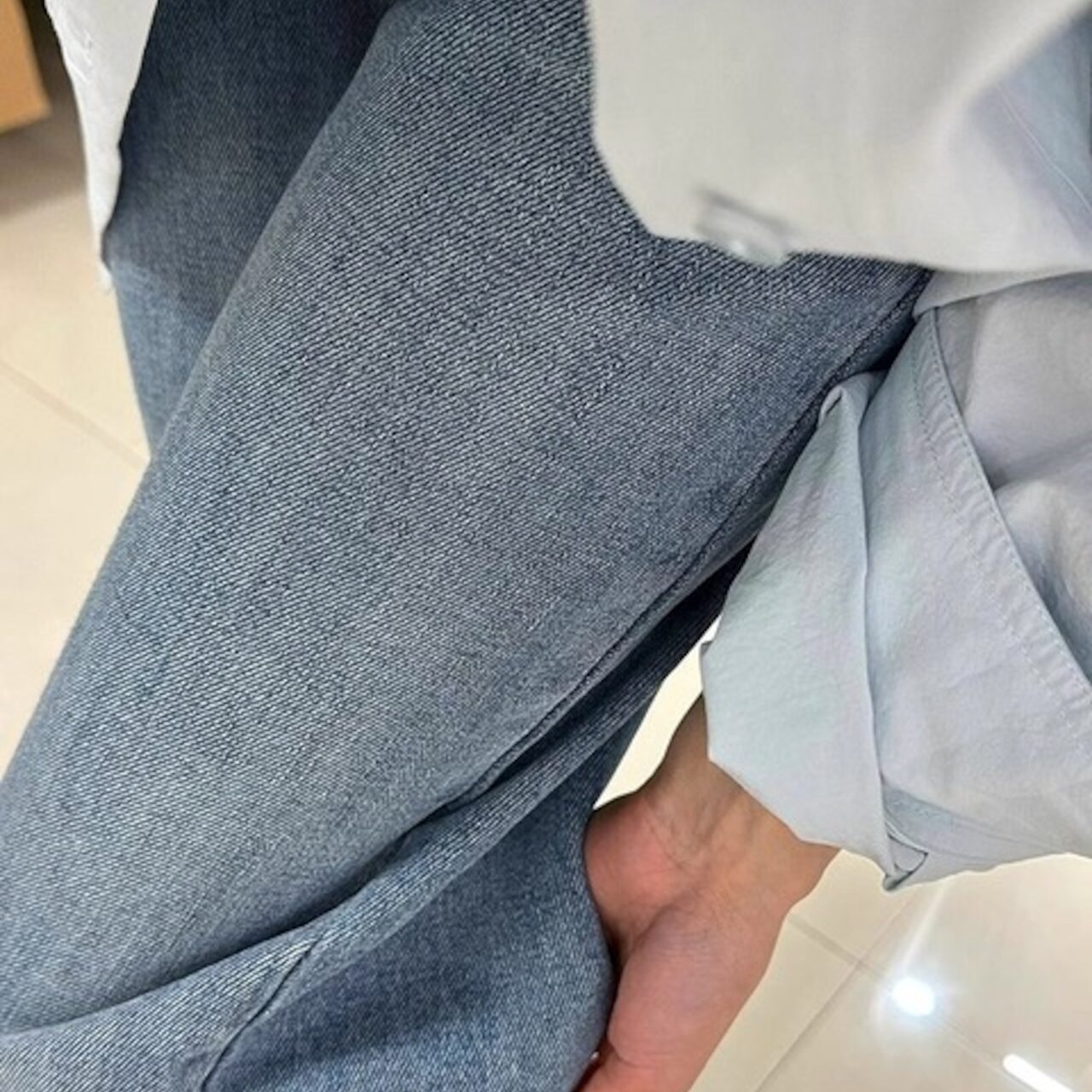 骨格ウェーブ ハイウエスト レトロストレートデニム