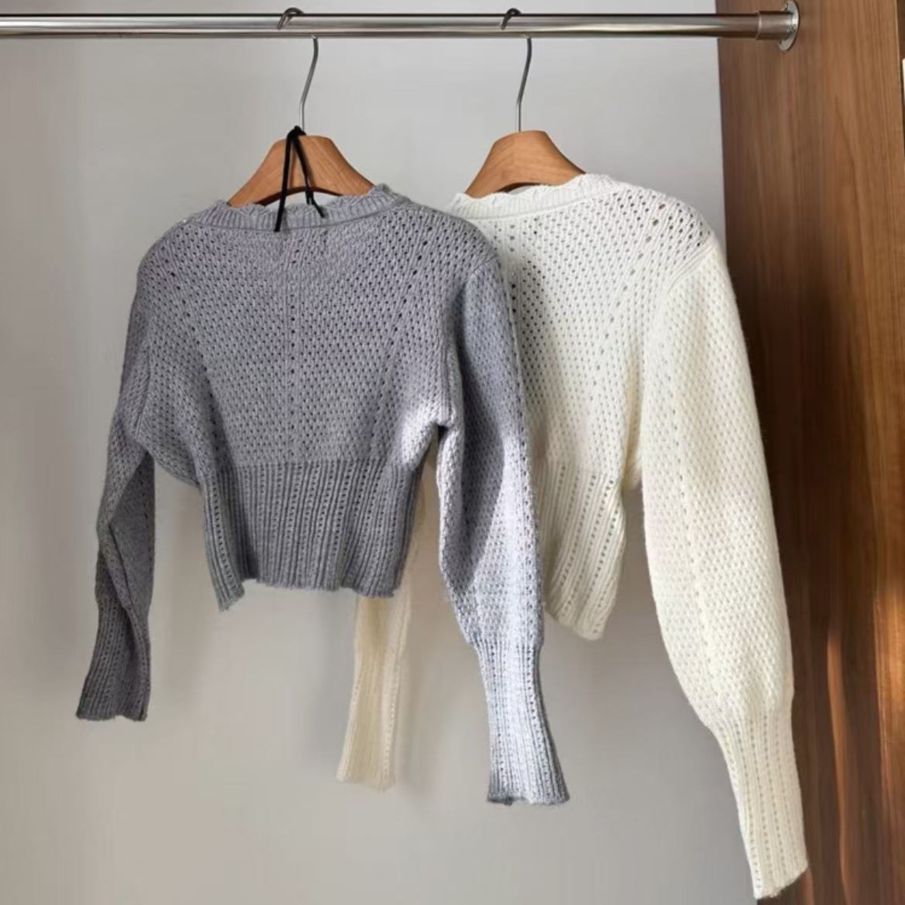 骨格ウェーブ ショート丈アウターカーディガン