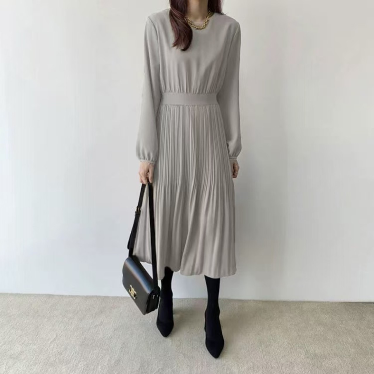 骨格ウェーブ ロングフレアワンピース