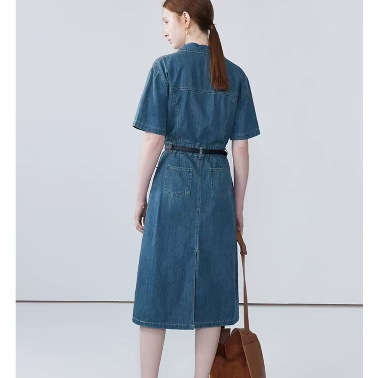 骨格ウェーブ デニムタイトワンピース