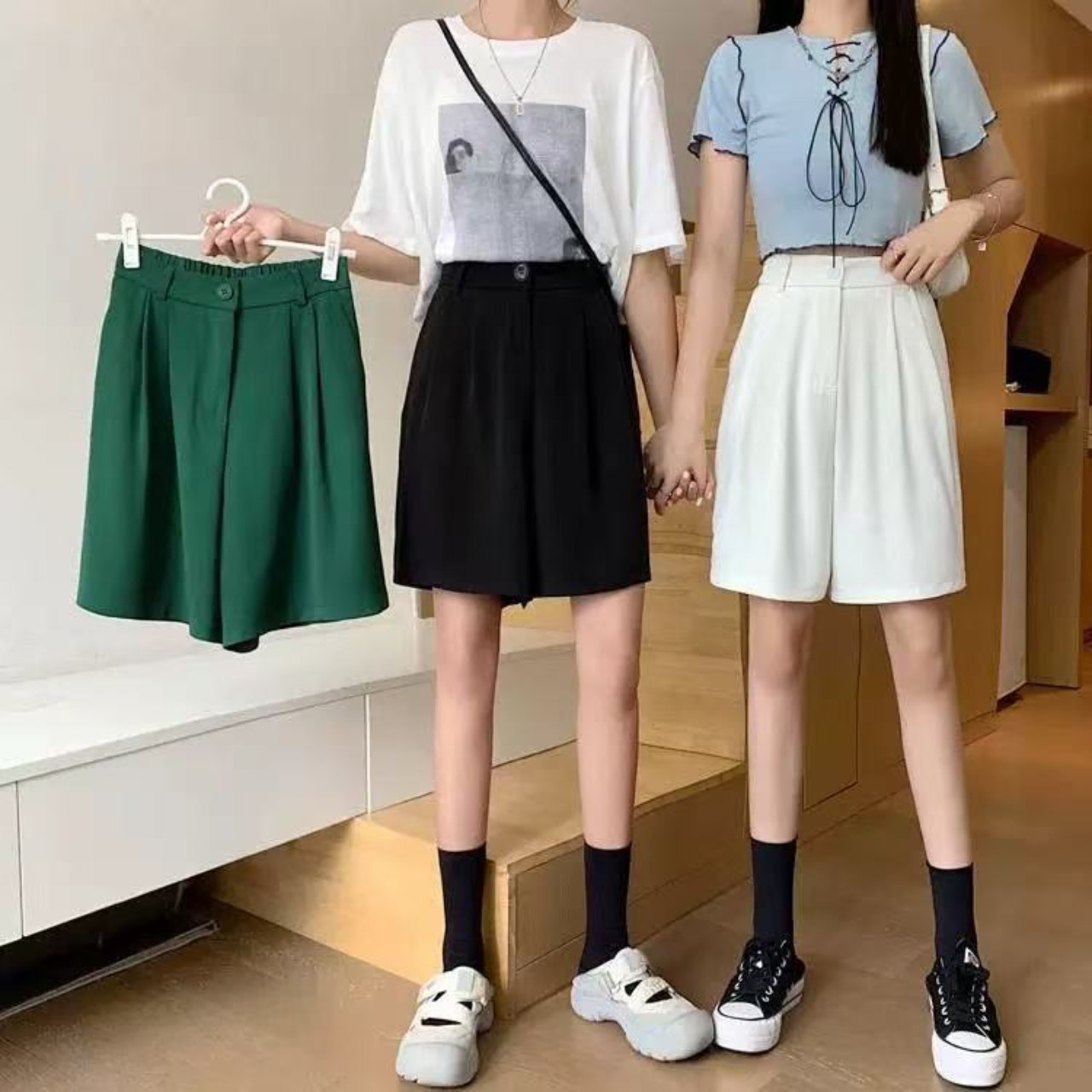骨格ウェーブ服カラーショートパンツ