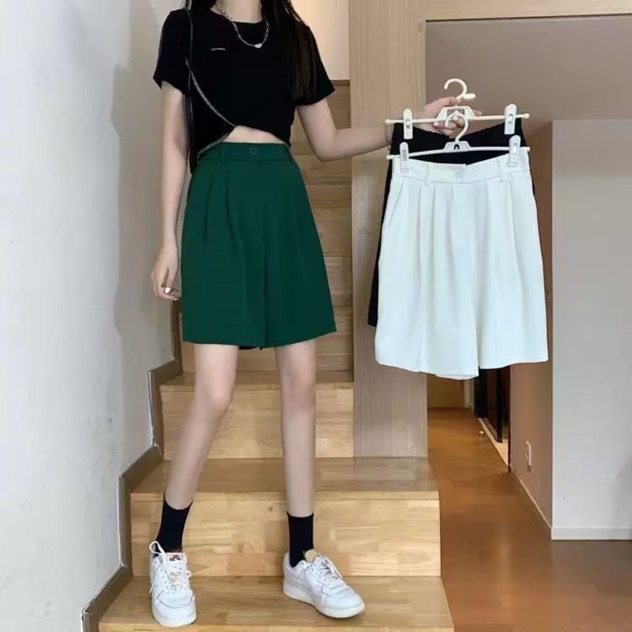 骨格ウェーブ服カラーショートパンツ