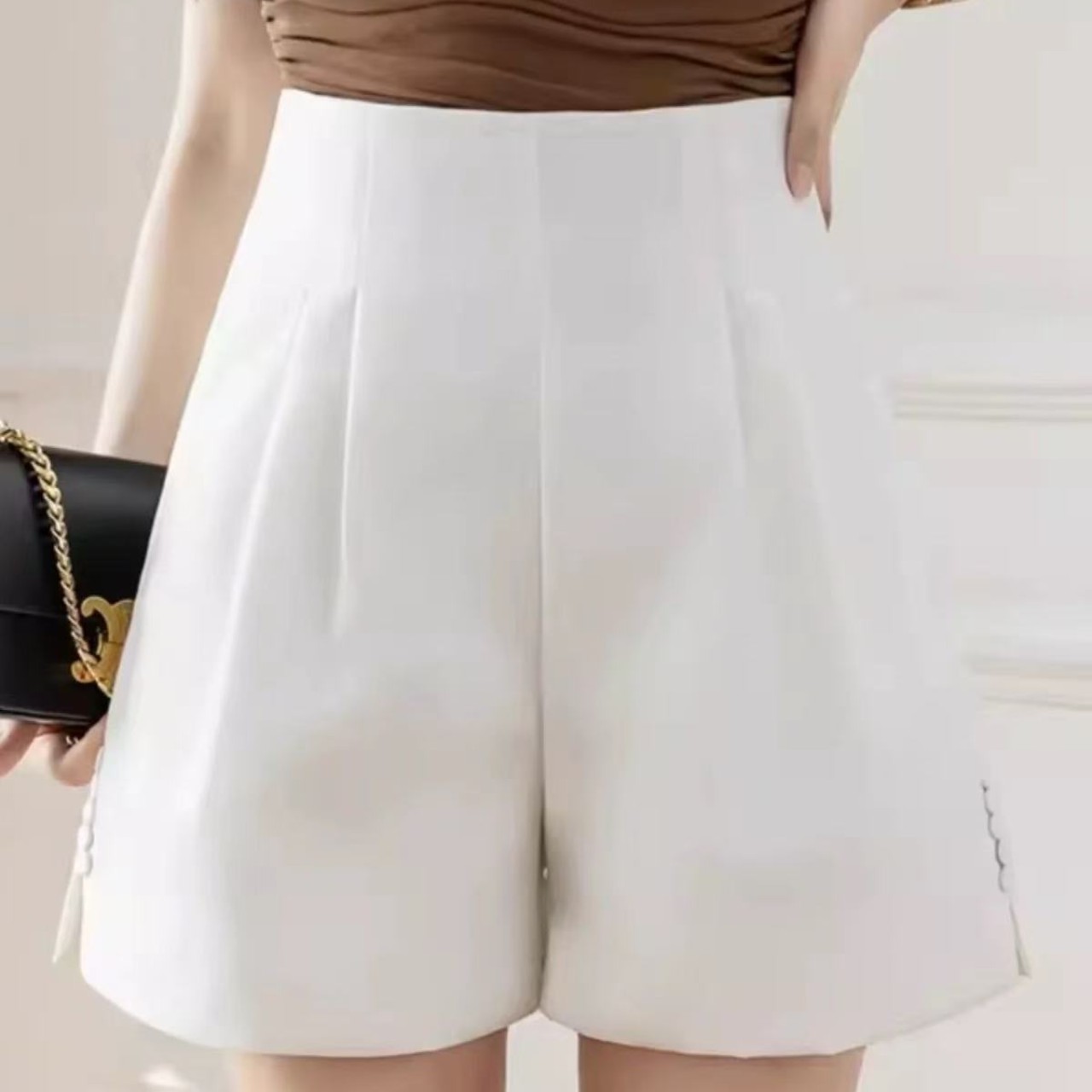 骨格ウェーブ服ハイウエストショートパンツ