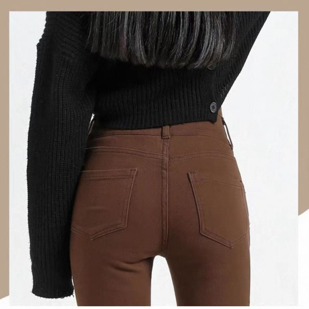 骨格ウェーブ服ハイウエストスキニーパンツ