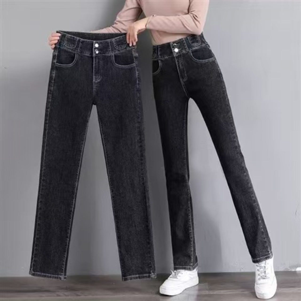 骨格ウェーブ服ハイウエストスキニーパンツ