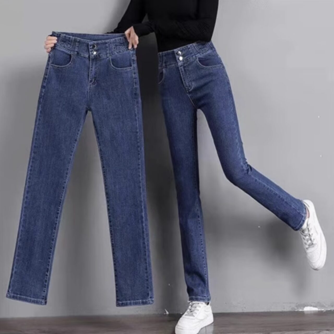 骨格ウェーブ服ハイウエストスキニーパンツ