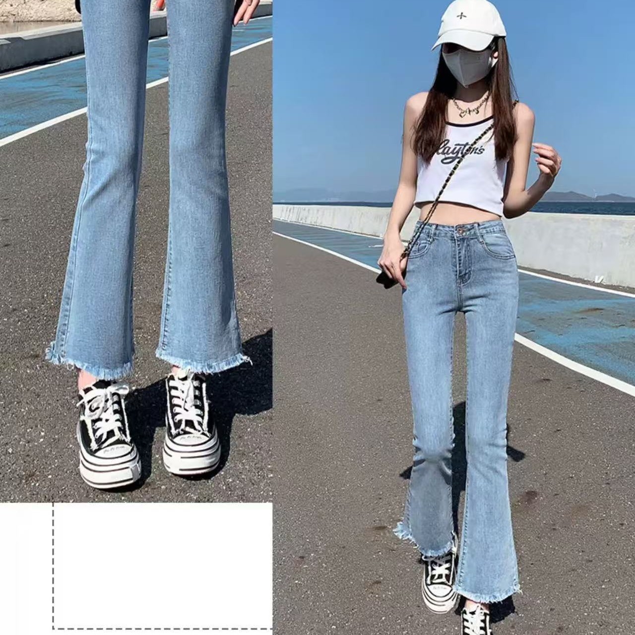 骨格ウェーブ服ハイウエストレトロフレアパンツ