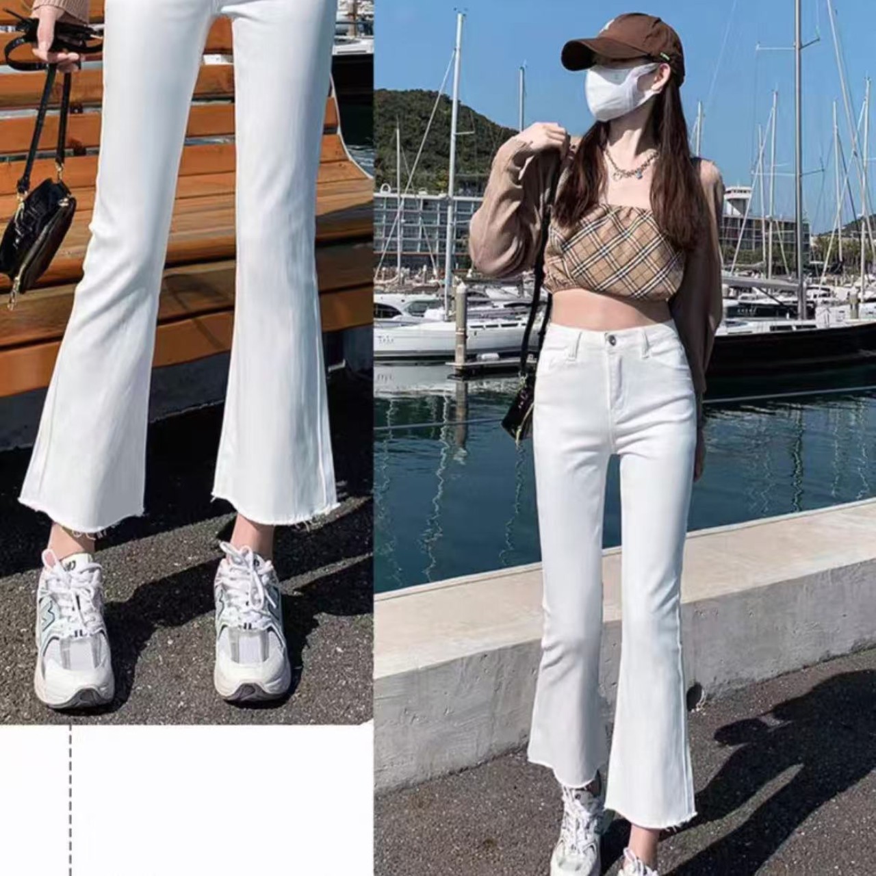 骨格ウェーブ服ハイウエストレトロフレアパンツ