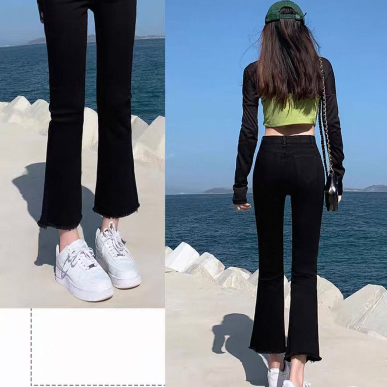 骨格ウェーブ服ハイウエストレトロフレアパンツ