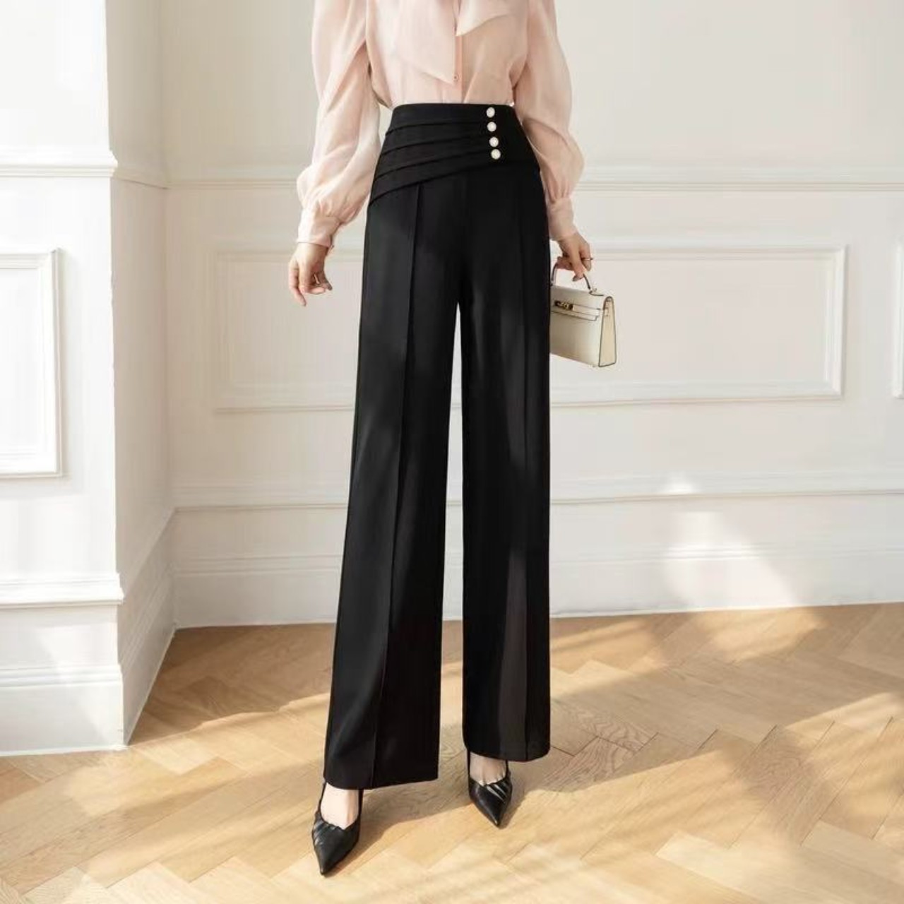 骨格ウェーブハイウエストマリンフレアパンツ