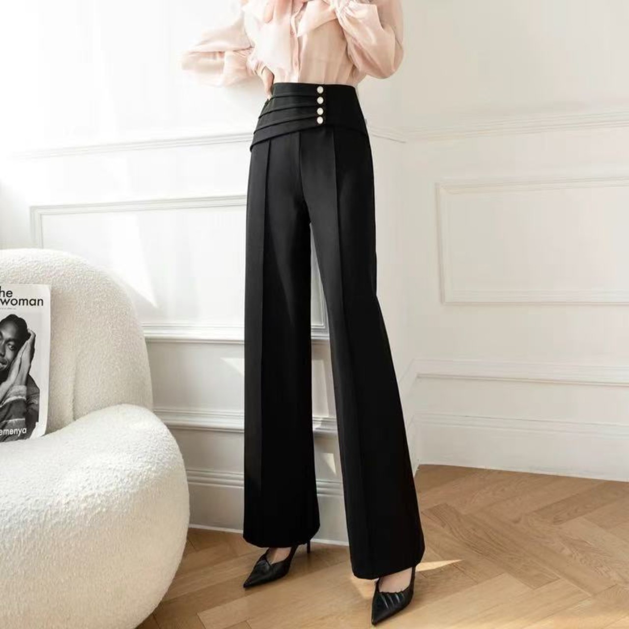 骨格ウェーブハイウエストマリンフレアパンツ