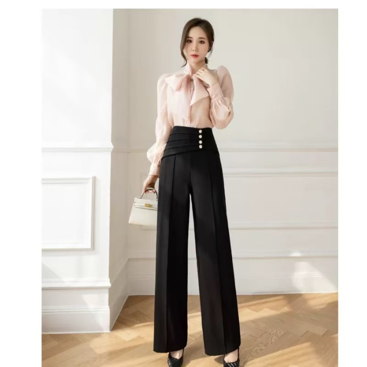 骨格ウェーブハイウエストマリンフレアパンツ