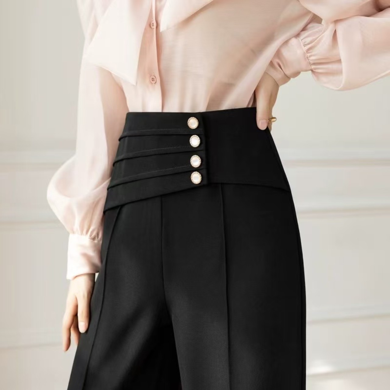 骨格ウェーブハイウエストマリンフレアパンツ