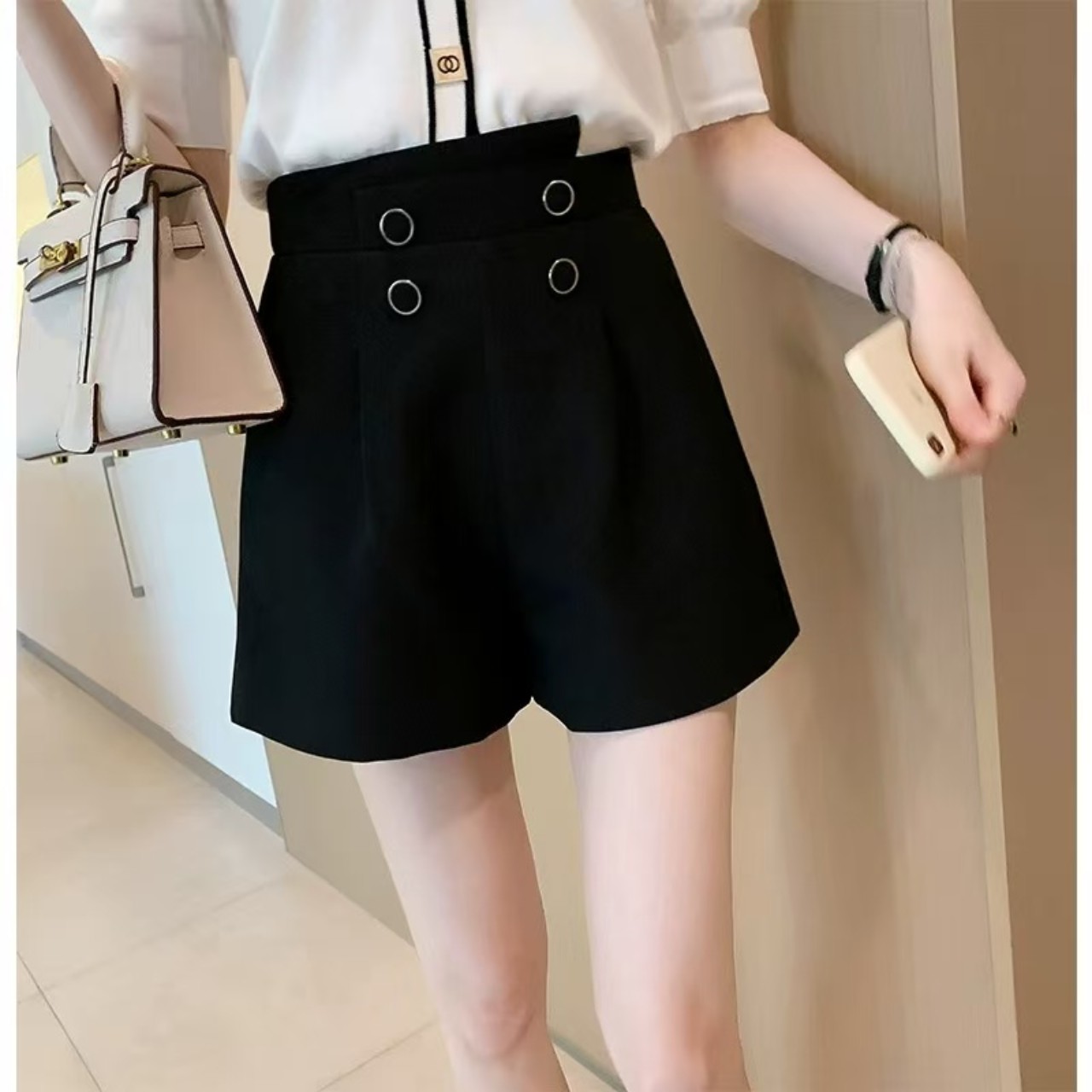 骨格ウェーブハイウエストマリンショートパンツ