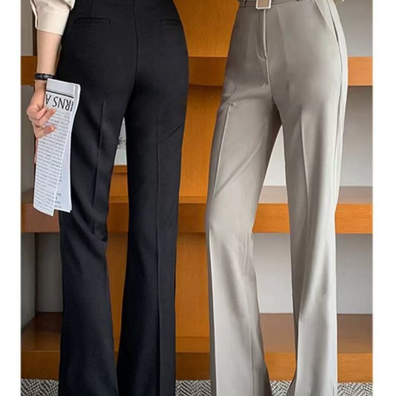 骨格ウェーブ服ハイウエストフレアパンツ