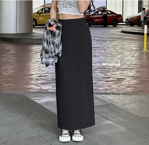骨格ウェーブ ナロースカートスリット タイトスカートロング丈 レディース 着回し