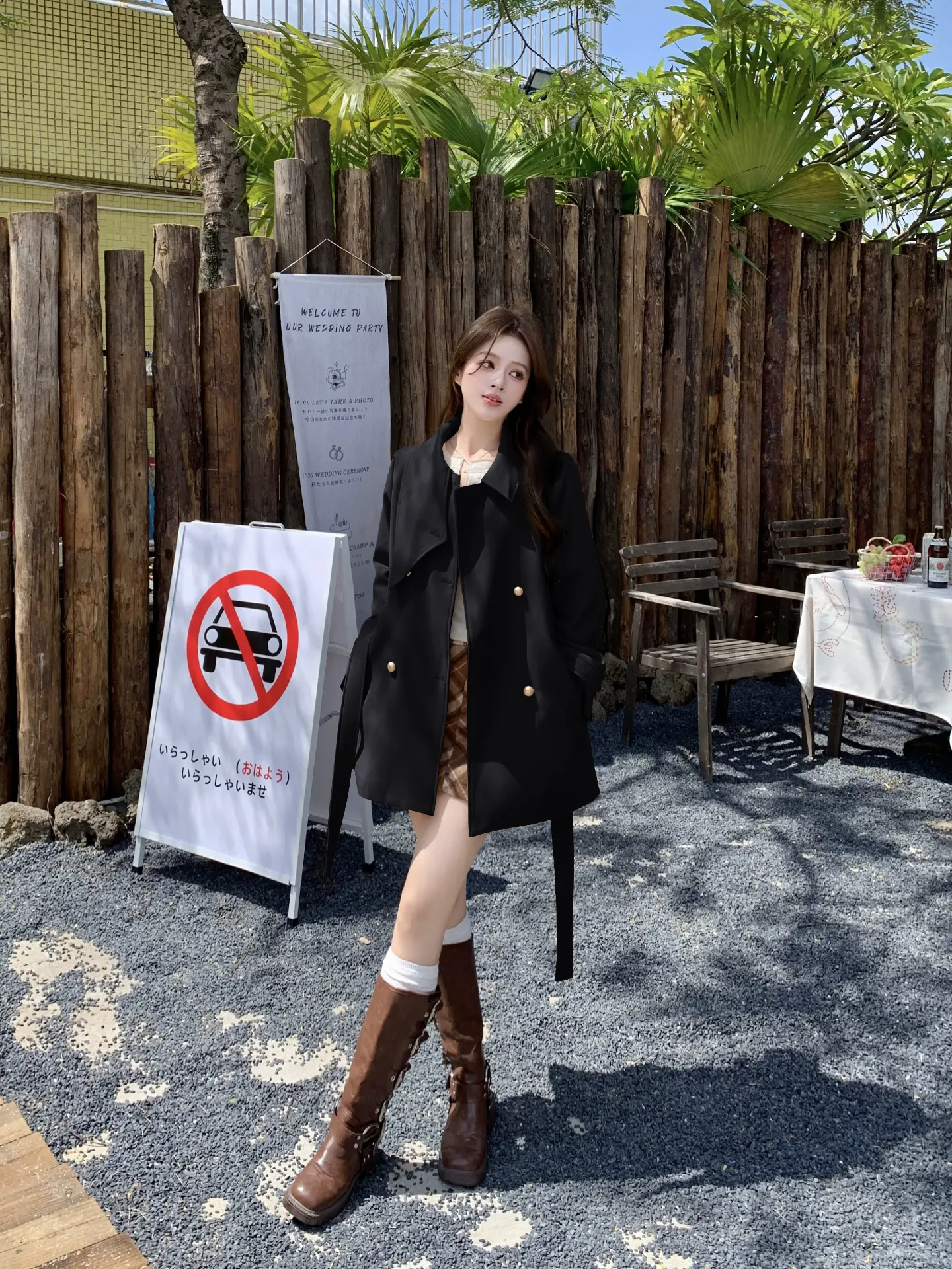 骨格ウェーブ 大人フェミニン アシンメトリーカラー ショート丈コート