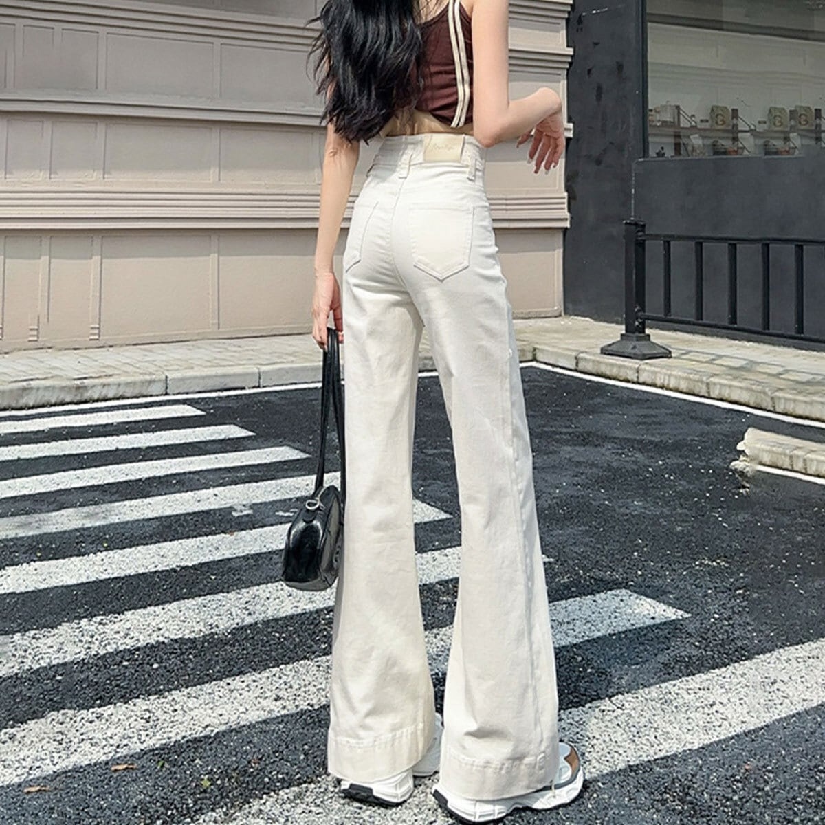 骨格ウェーブ ハイウエスト 美シルエット ワイドジーンズ