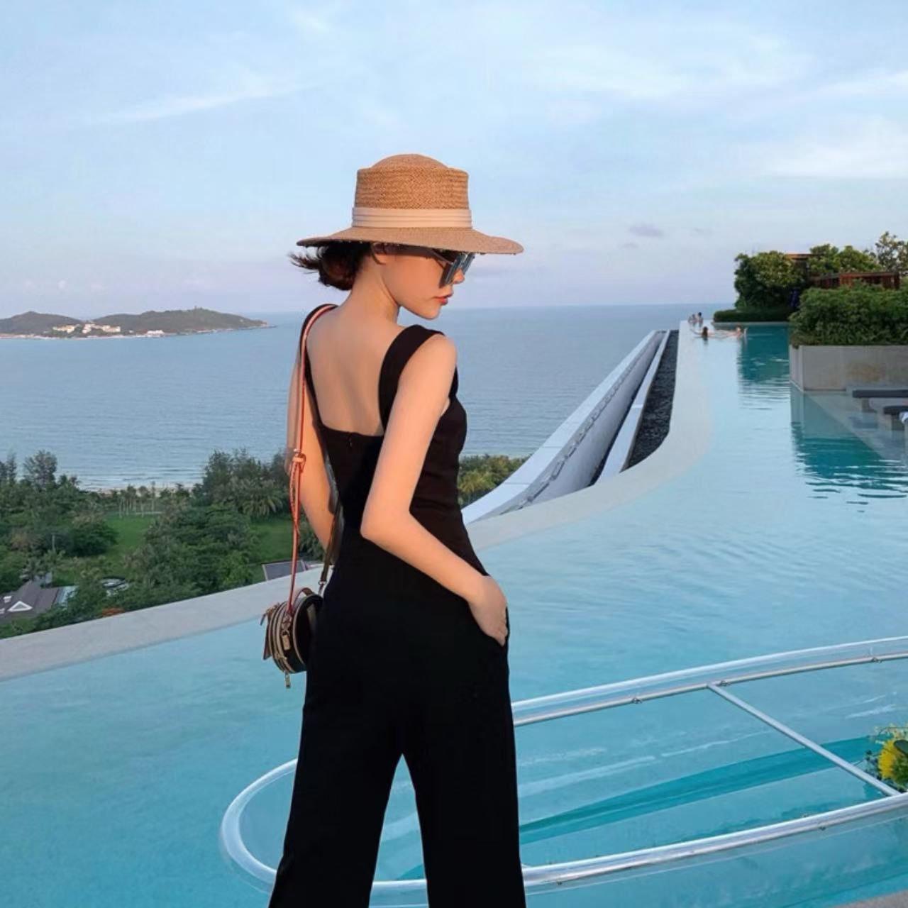 骨格脚長見え◎ 落ち感あるワイドスラックス風オールインワン