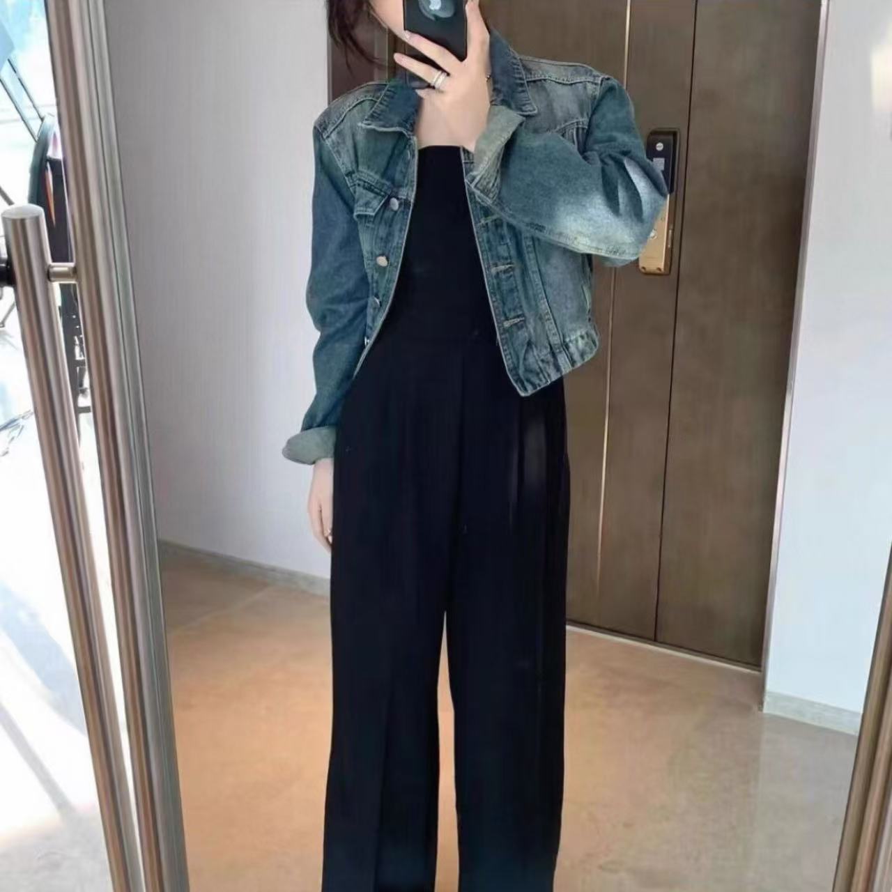 骨格脚長見え◎ 落ち感あるワイドスラックス風オールインワン