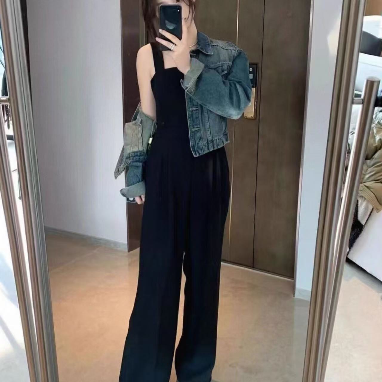 骨格脚長見え◎ 落ち感あるワイドスラックス風オールインワン