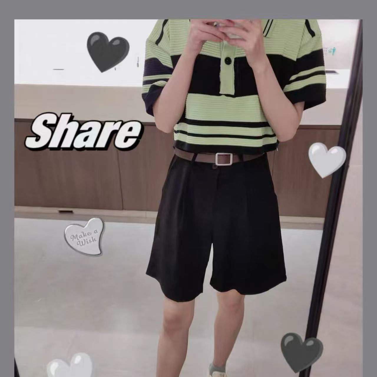 骨格ウェーブハイウエストハーフパンツ