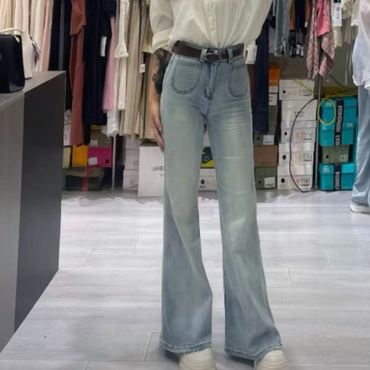 骨格バギーパンツ レディース デニム ボトムス おしゃれ