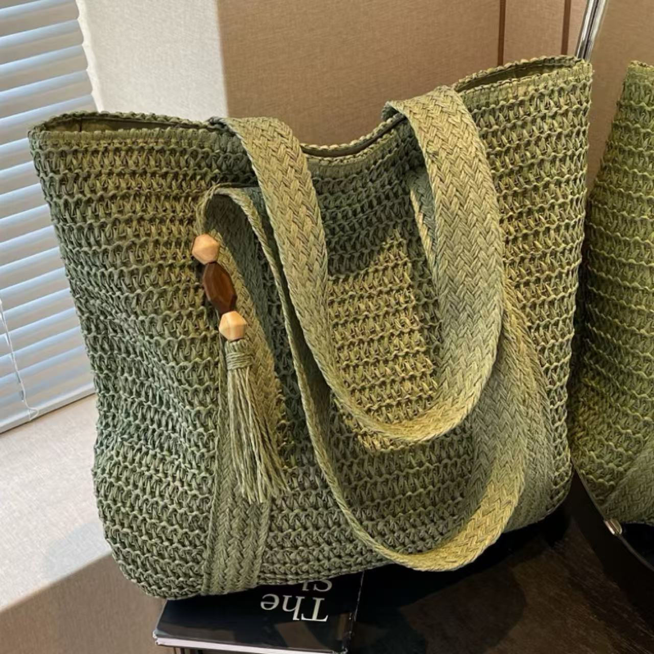 骨格ウェーブ フランス製ストロートートバッグ