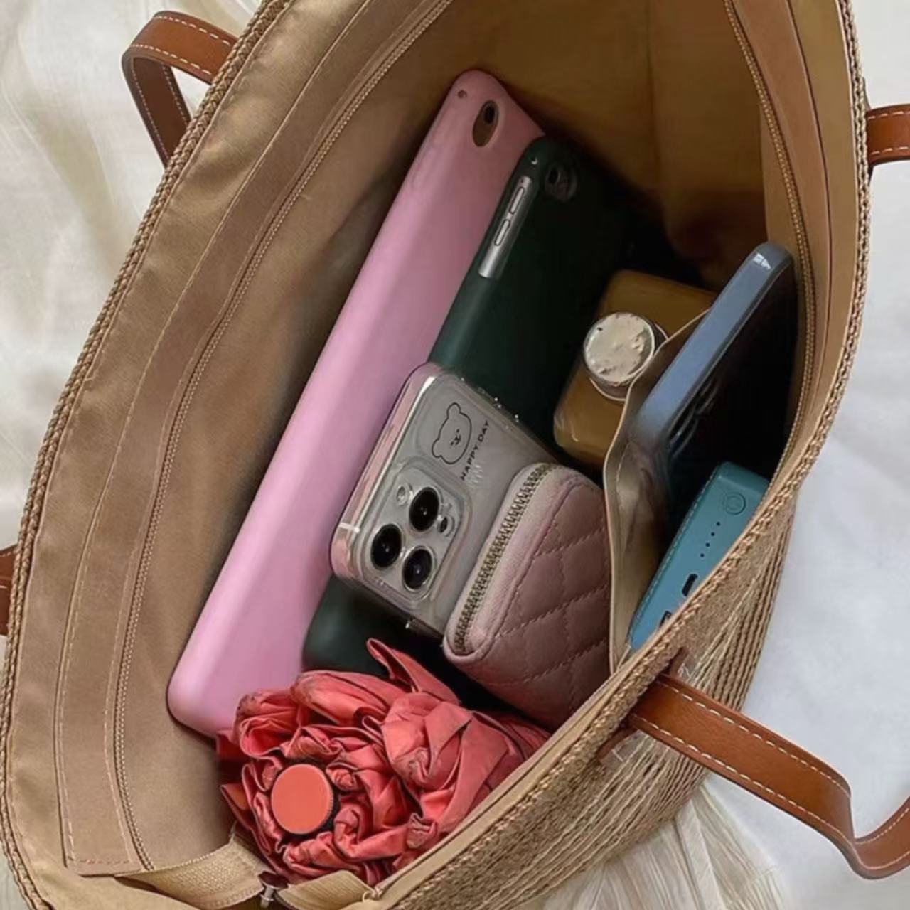 骨格ウェーブ 大容量ストローバッグ